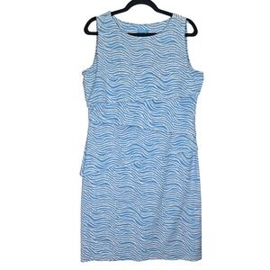 J. McLaughlin Womens Sleeveless‎ Sheath Dress Large Catalina Waves Coastal Tiers